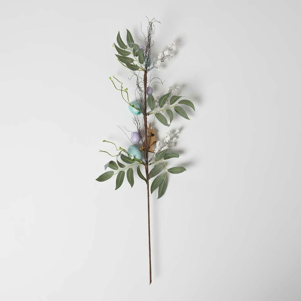 image 1 of Homescapes Easter Bunny and Artificial Foliage Stem