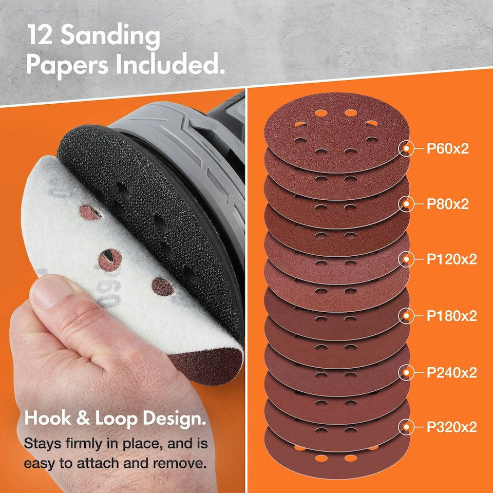 image 1 of VonHaus Random Orbit Sander with 12 Sanding Pads Included