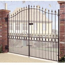 Balmoral Premium Range Spear Top Tall Bow Top Double Gate - Solid Steel - Fits Gap of 2134 mm x 2082 mm High - Primed Black