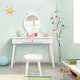 image 5 of COSTWAY Pretend Makeup Dressing Table Kids Vanity White