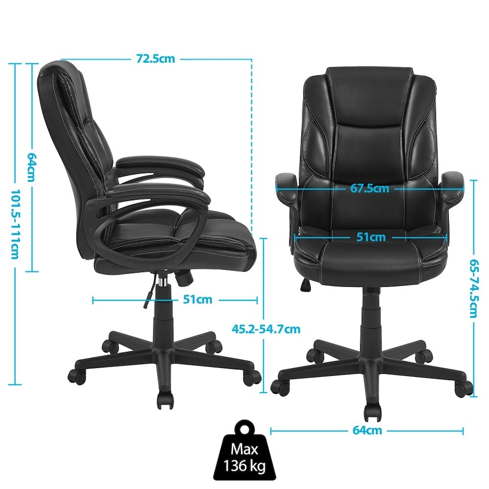 image 1 of Yaheetech PU Leather Executive Chair with High Back Black | Black