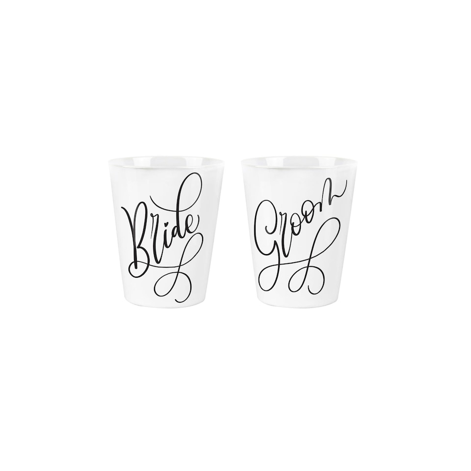 image 1 of Bride & Groom Ceramic Egg Cups - Set of 2