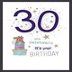 image 3 of AGE 30TH BIRTHDAY CARD GLITTER NUMBER 30 GREETING CARD