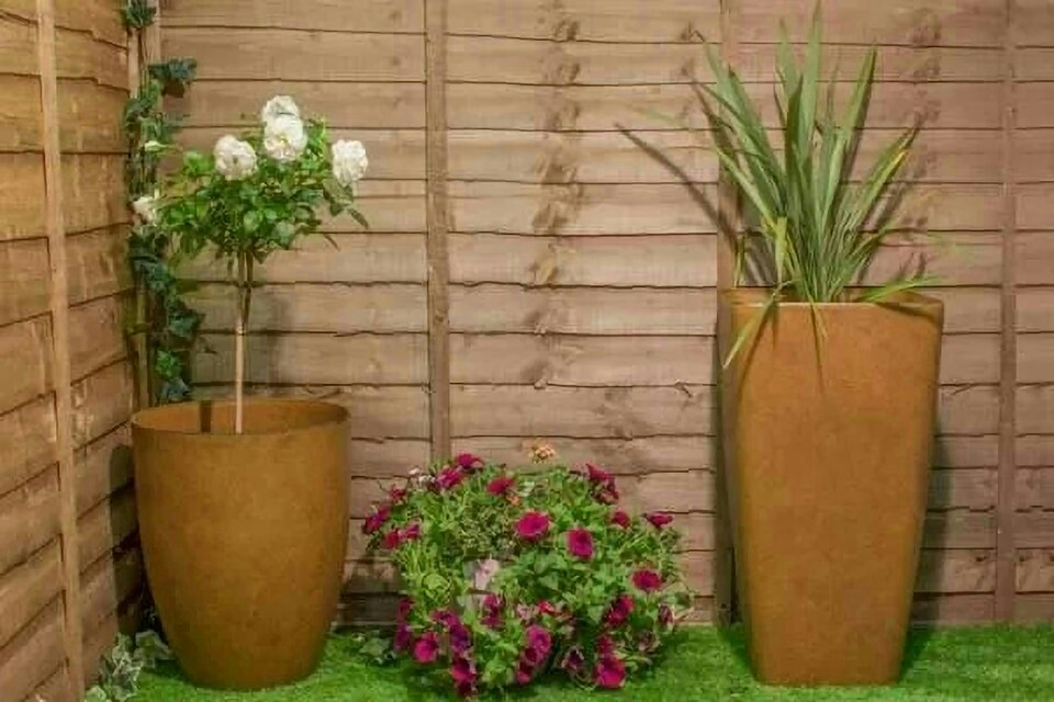 image 1 of Primrose Aged Rust Effect Flared Square Planter Plant Pot 76cm