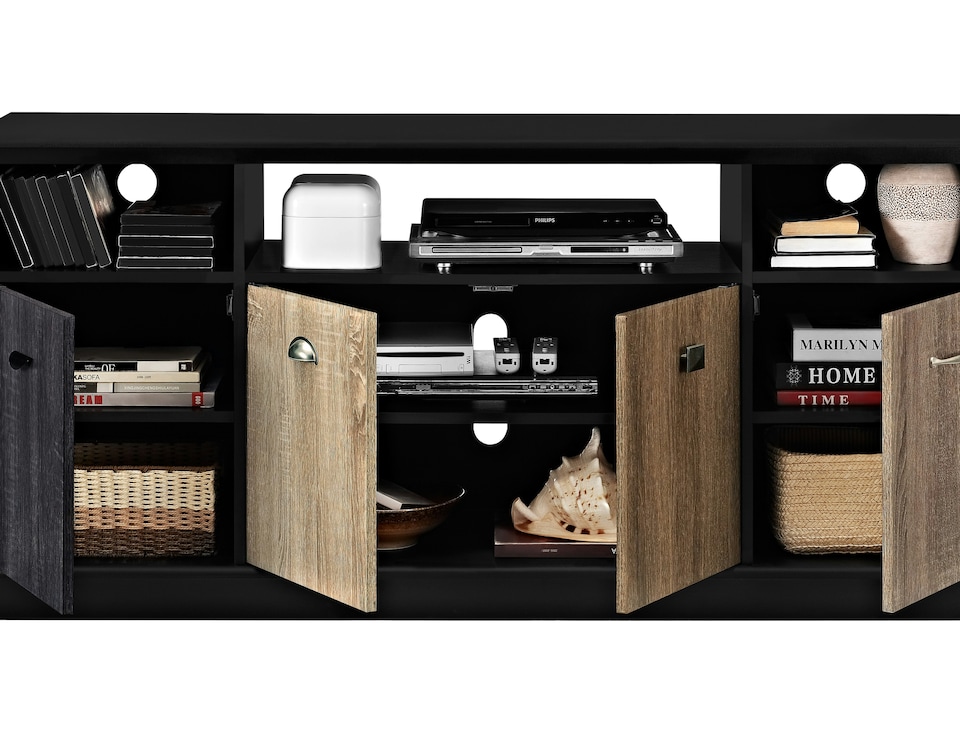 image 1 of Mercer TV Console with 4 Doors Multicolour/Black | Black | Black | One Size | 63