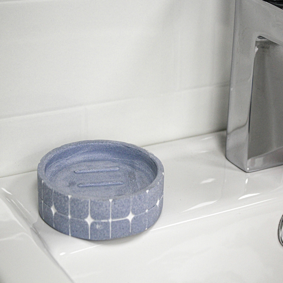 image 1 of Showerdrape Mosaica Sky Blue 3 Piece Bathroom Accessory Set