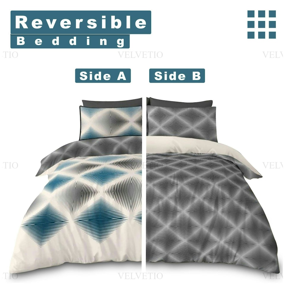image 1 of VELVETIO Rama Complete Duvet Cover Set with Fitted Sheet Soft Printed Bedding Bedset Multi | Single