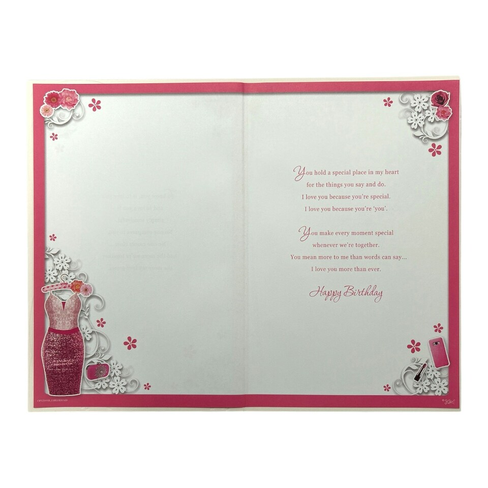 image 1 of Girlfriend Pink Dress and Sandals Design Opacity Birthday Card