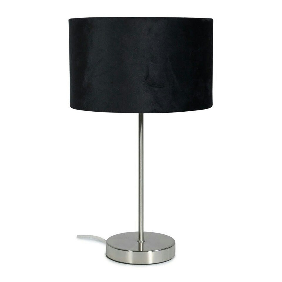 image 1 of ValueLights Charlie Brushed Chrome Stem Table Lamp Black Shade Black