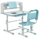 image 6 of ZONEKIZ Height Adjustable Kids Desk and Chair Set, with Drawer, Bookshelf, Blue Blue