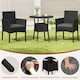 image 5 of Yaheetech 3-Piece Rattan Furniture Set, Woven PE Rattan Chairs & 1 Tempered-Glass Side Table-Black&Grey | Multi | Black/Grey