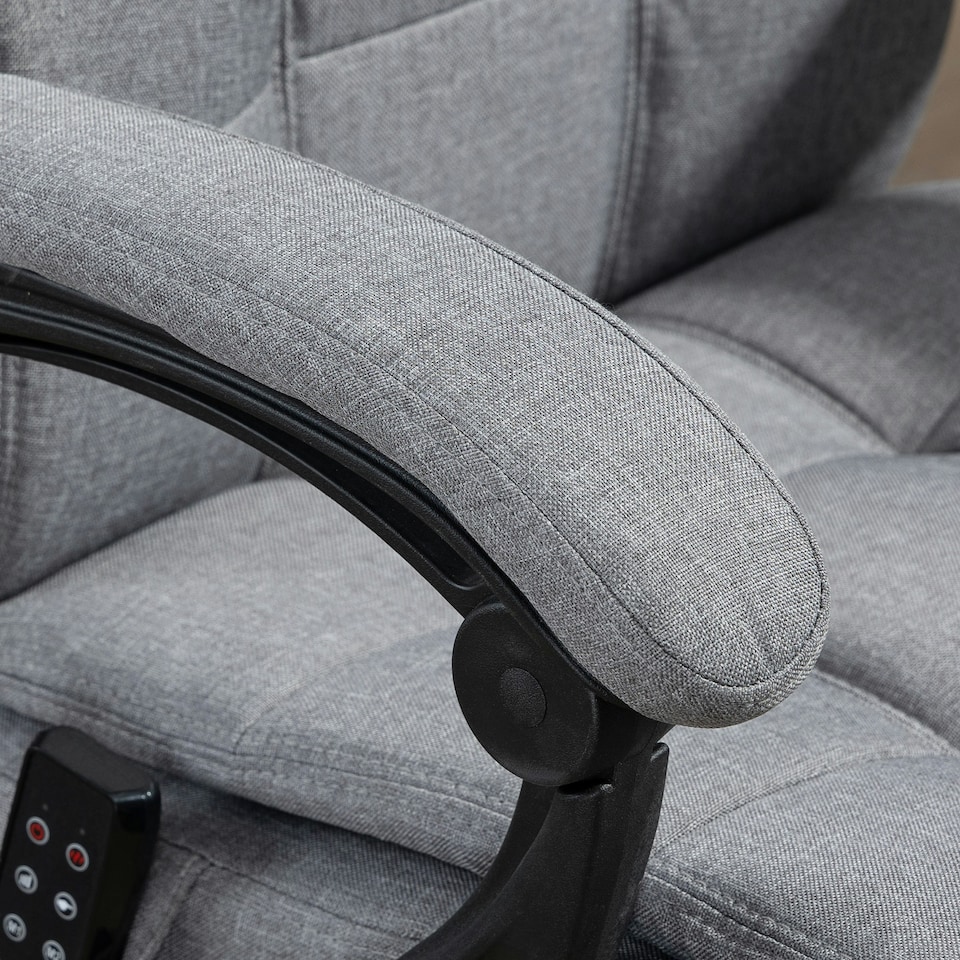 image 1 of Vinsetto Fabric Vibration Massage Office Chair with Heat, Head Pillow, Grey