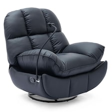 Chicago Faux Leather Swivel & Rocker Manual Recliner Chair Black Black