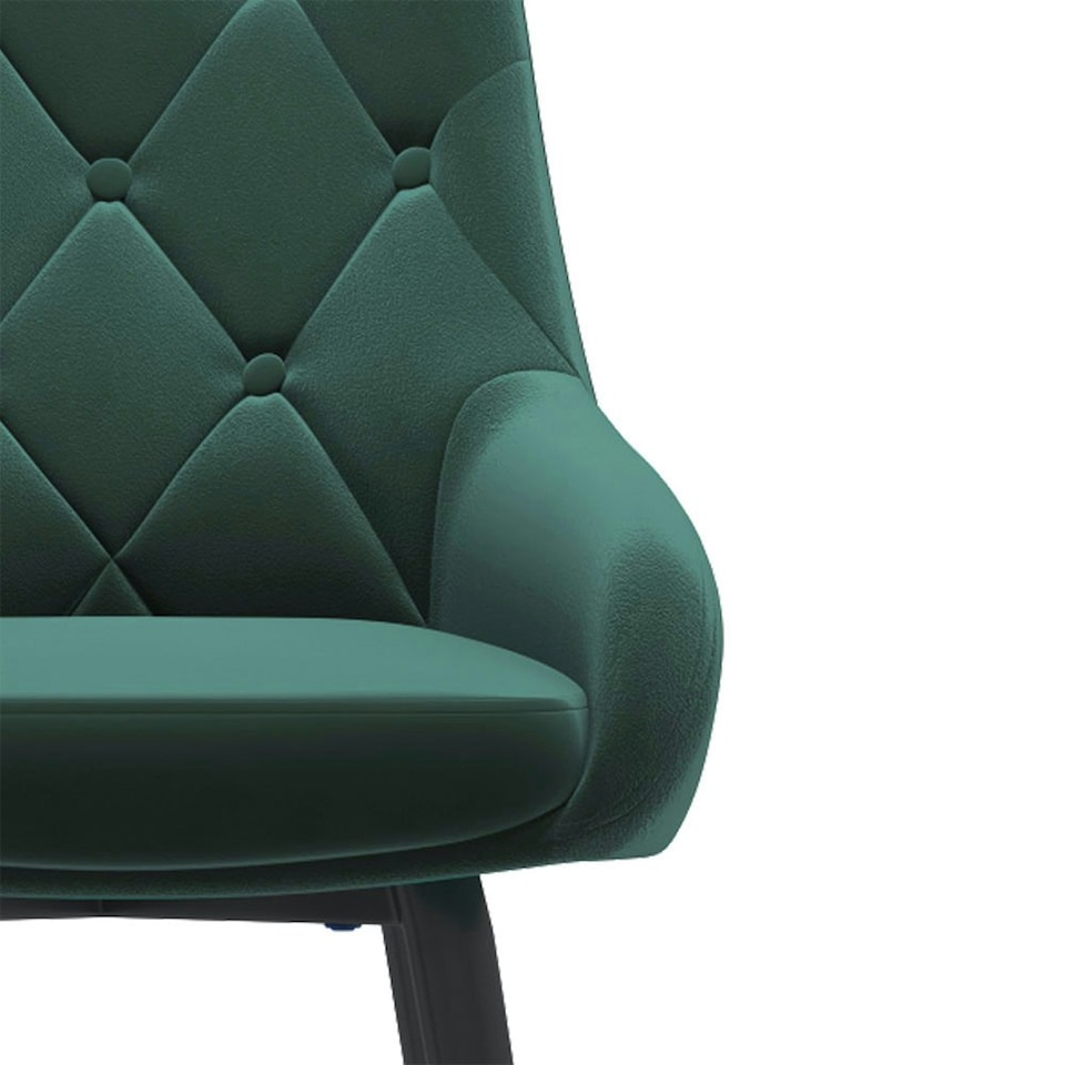 image 1 of Living and Home Set of 2 Velvet Metal Legs Button Upholstered Dining Chair, Green