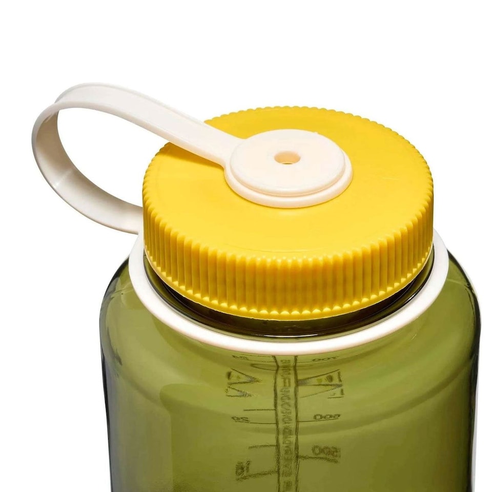 image 1 of Nalgene Wide Mouth 1L Tritan Renew Water Bottle - Oil Green - Freesia Cap