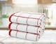 image 1 of Velosso Embroiderd Woven Checked Cotton Tea Towel 3 Pack | Red | Red | One size
