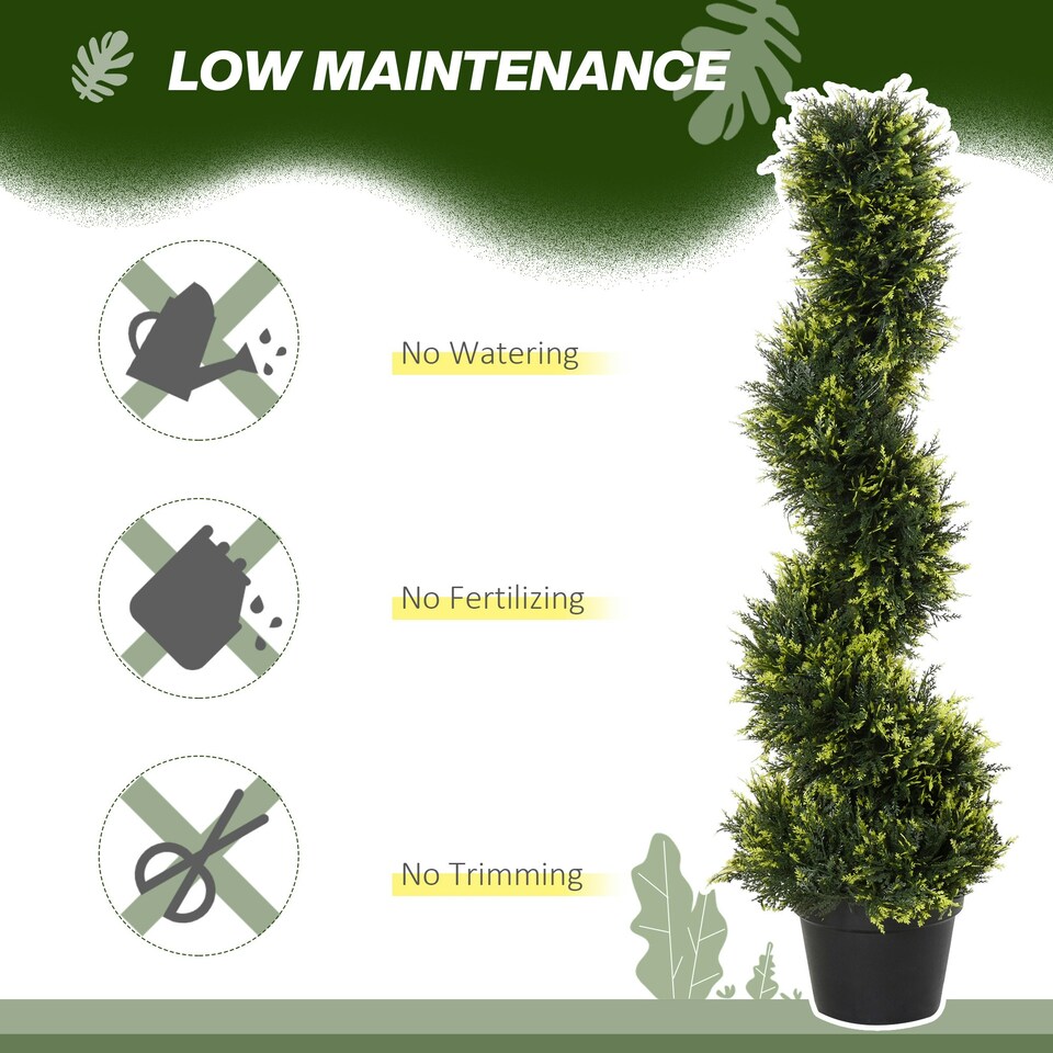 image 1 of Outsunny Set Of 2 90cm/3FT Artificial Spiral Topiary Trees w/ Pot Fake Plant
