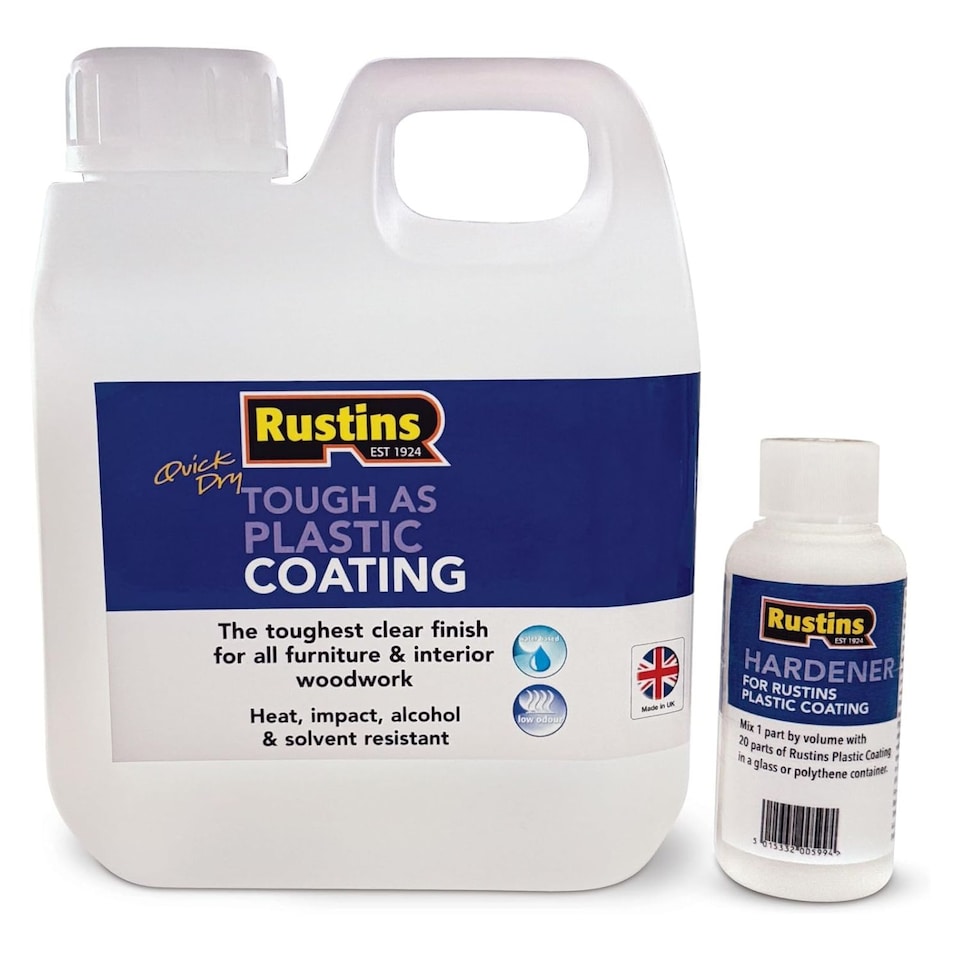 image 1 of Rustins Quick Dry Tough As Plastic Coating Hard Wearing Clear Varnish 1L
