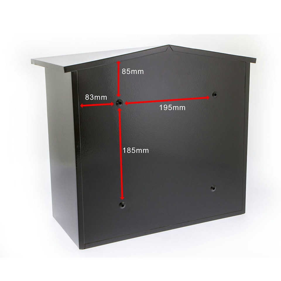 image 1 of Burg-Wachter Mersey Large Wall Mounted Galvanised Steel Post Box - 36x35x20cm Black