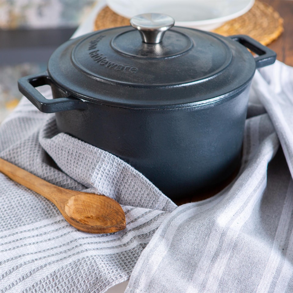 image 1 of Nicola Spring Cotton Tea Towel - 60cm x 40cm - Light Grey