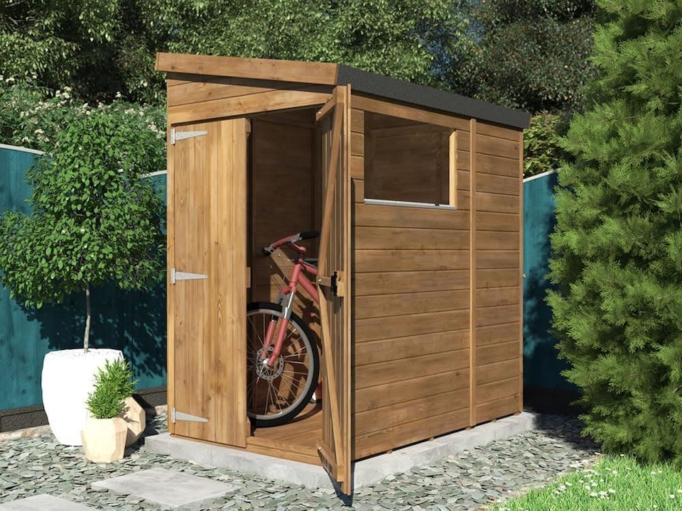 image 1 of Dunster House 4x6 Wooden Garden Shed, 1.2x1.8m, 15mm Walls, Window, Pent Roof, Superfelt, Modular