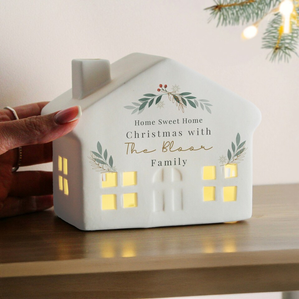 image 1 of Personalised Christmas Foliage LED House