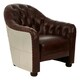 image 2 of Classic Armchair with Buttoned Back,Leather Upholstered Chair, Luxe Accent Chair With Black Walnut Orb Feet Brown