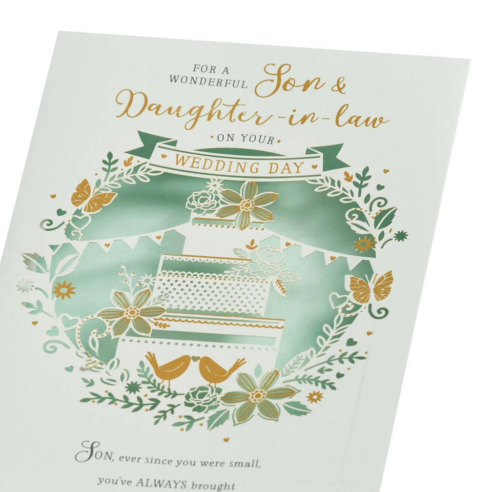 image 1 of Son & Daughter-In-Law Wedding card - Laser Cake
