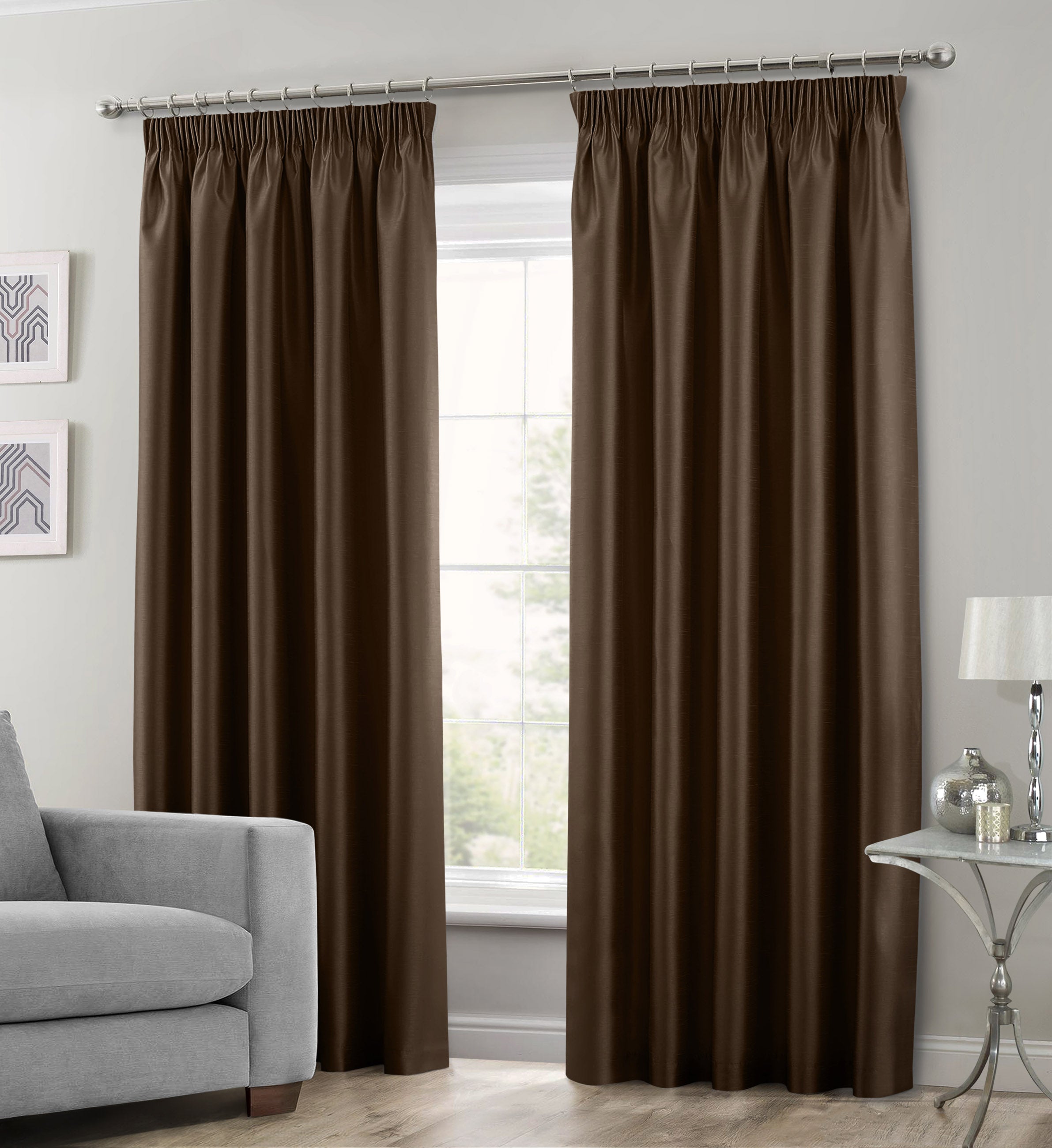Intimates Faux Silk Pencil Pleat Curtains - Tesco Groceries