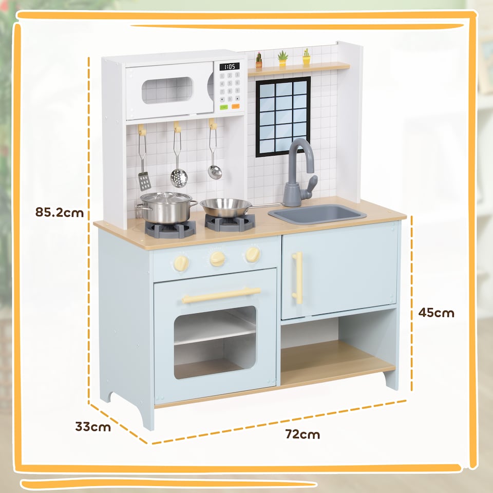 image 1 of AIYAPLAY Play Kitchen, Large Kids Pretend Role Play Kitchen with Light & Sound Stove, Oven, Microwave, Sink, Cooking Accessories