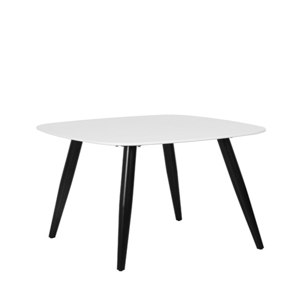 image 1 of Aspen Tapered Legs Square Dining Table and 4 Duo Plastic Seat Chairs with Metal Legs - White/Grey/Black - Flat Packed White