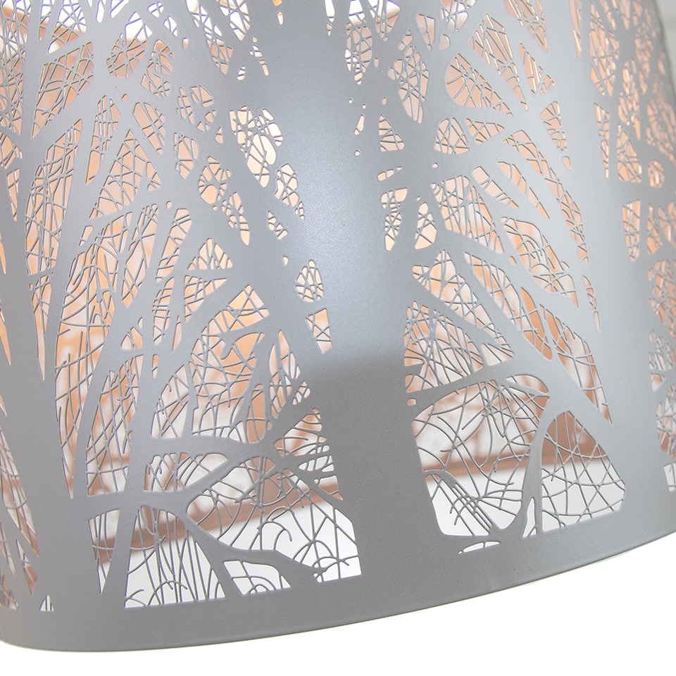 image 1 of Unique and Beautiful Soft Grey Metal Forest Design Ceiling Pendant Shade | Grey