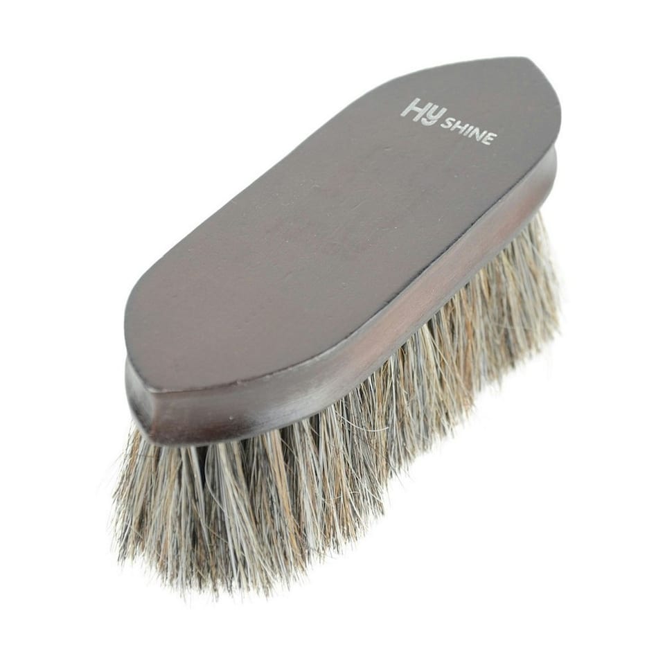HySHINE Deluxe Horse Hair Wooden Dandy Brush - Dark Brown - One Size
