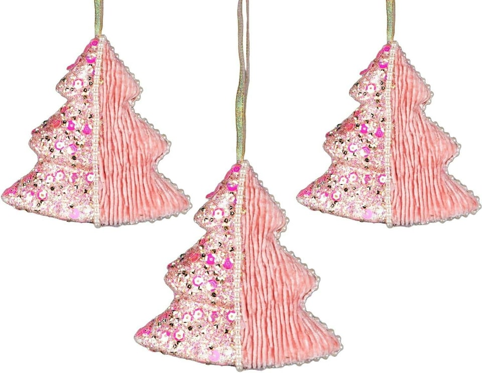image 1 of 12cm Tree Baby Pink - Christmas Hanging Decoration