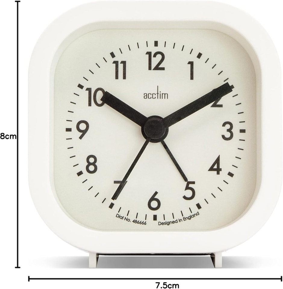 image 1 of Acctim Robyn Mini Bedside Alarm Clock | White | White