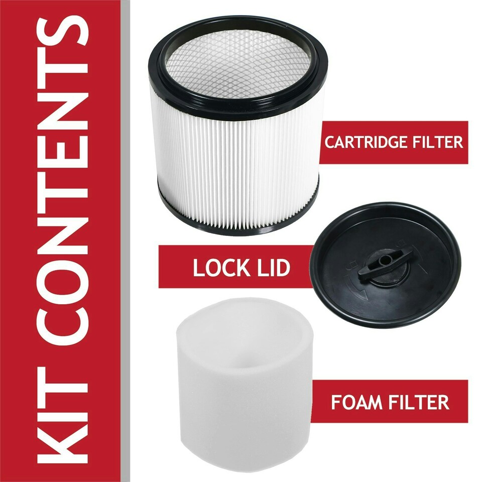 image 1 of SPARES2GO Wet & Dry Cartridge Filter + Foam Sleeve compatible with Guild 8815785 GWD30 8642240 GWD30P 16L 30L Vacuum Cleaner