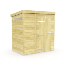 5 x 4 Feet Pent Security Shed - Single Door - Wood - L118 x W158 x H201 cm Brown