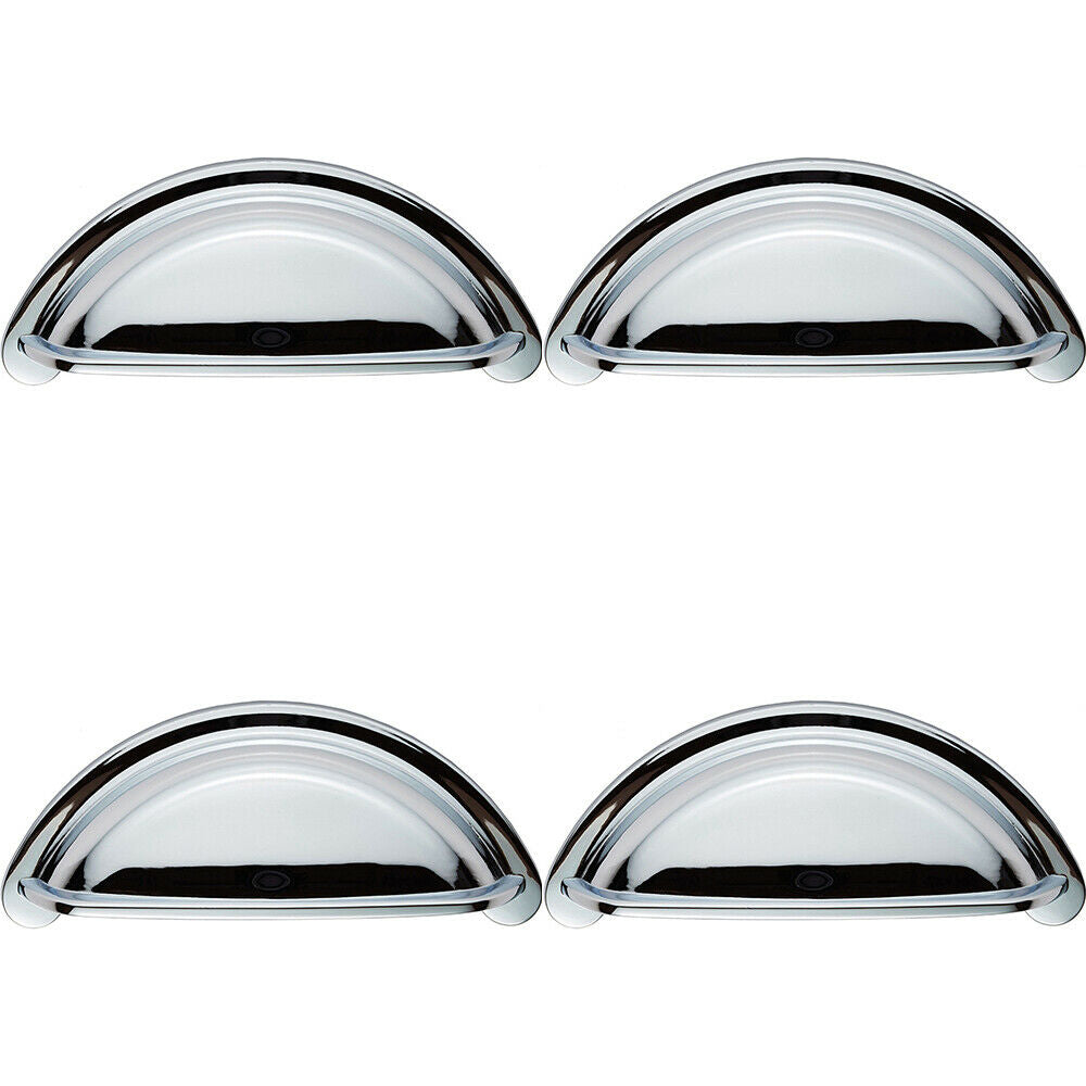 Loops 4x Cabinet Cup Pull Handle 94 x 41.5mm 76mm Fixing Centres Polished Chrome