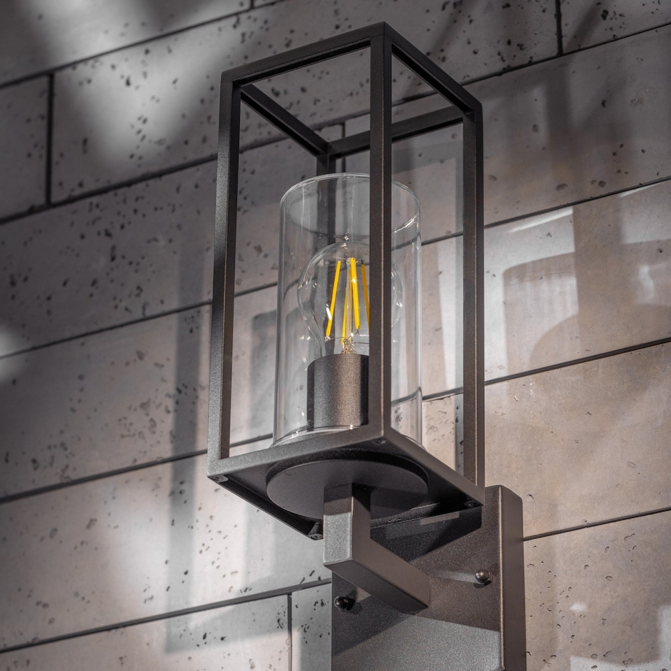 image 1 of CGC CHLOE Up Black E27 Outdoor Wall Lantern Light Clear Diffuser IP54