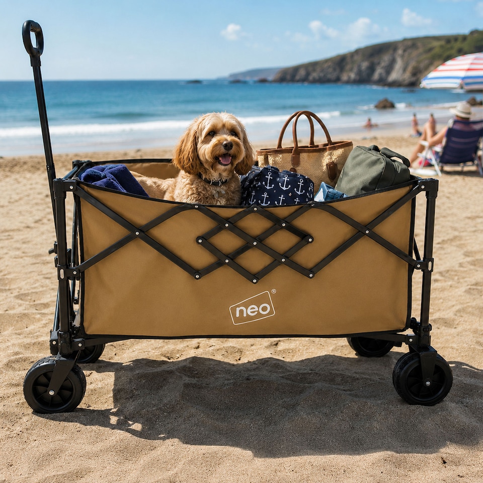 image 1 of Neo Heavy Duty Folding Wagon Cart 300L Collapsible Trolley Adjustable Handle