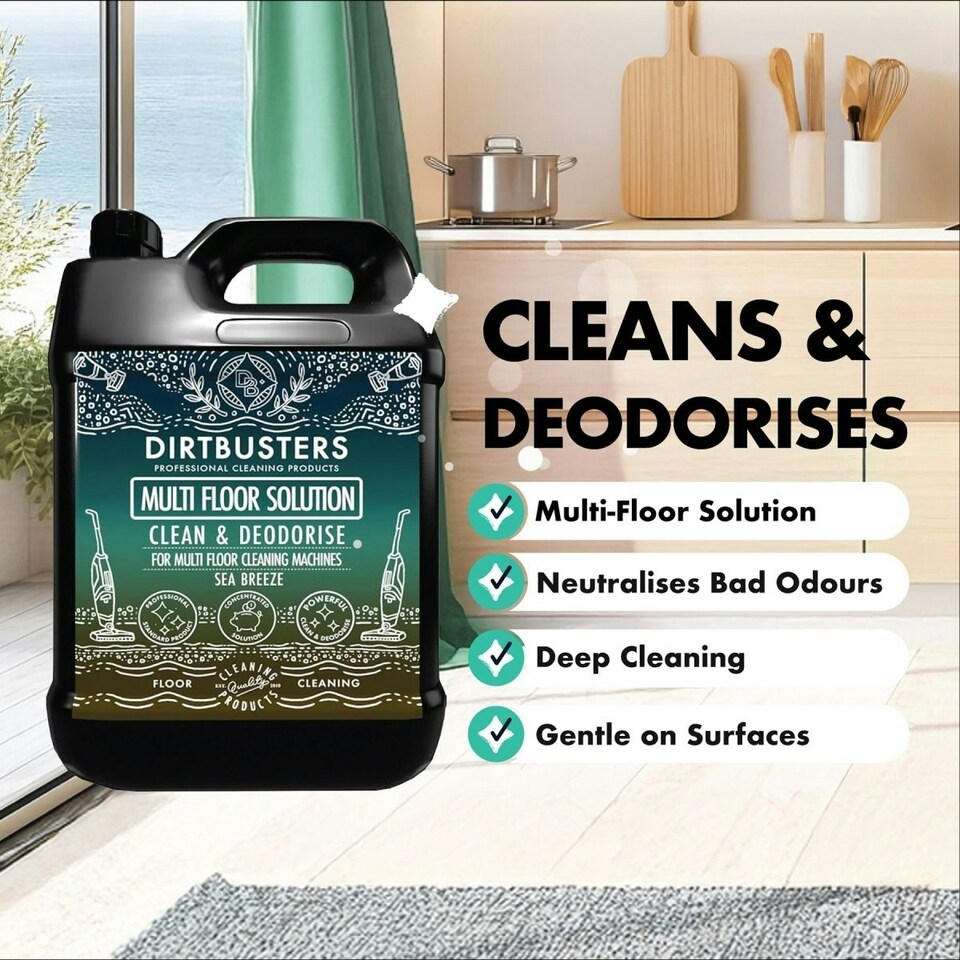 image 1 of Dirtbusters Multi Floor Solution for Hard Floor Cleaning Machines (5L) Sea Breeze Fragrance