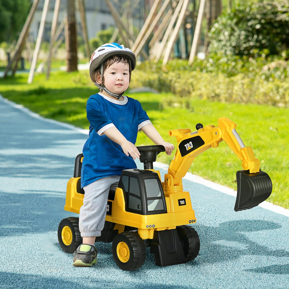 image 1 of HOMCOM CAT Licensed Kids Construction Ride-On Digger w/ Shovel, for 1-3 Years