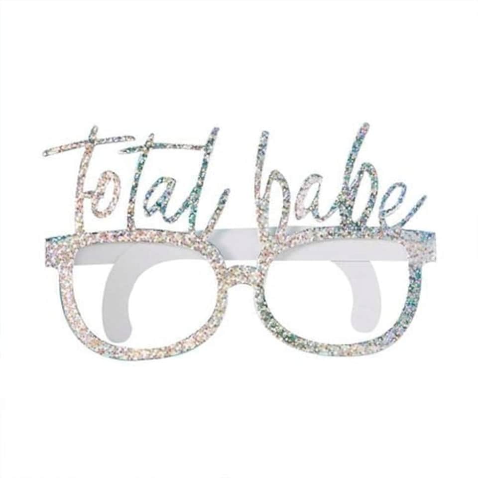 Good Vibes Holographic 'Total Babe' Cardboard Party Glasses - Pack of 8