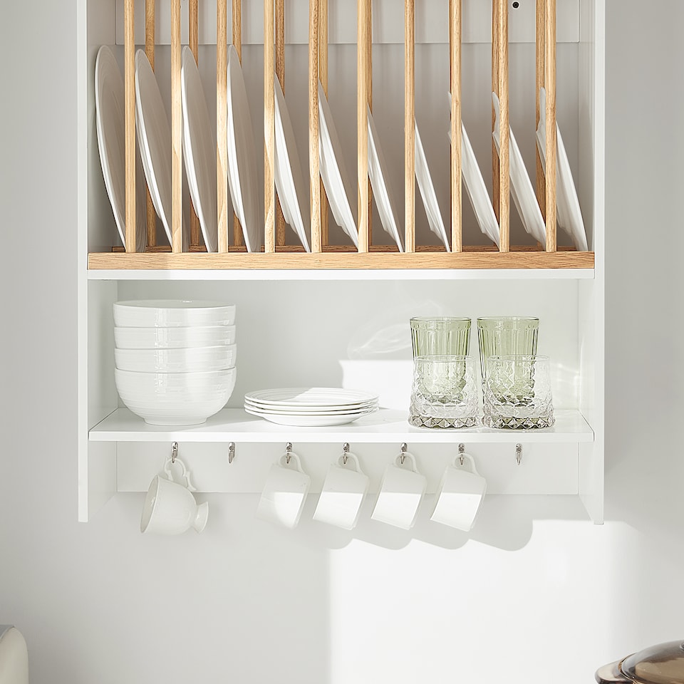 image 1 of SoBuy KCR09-W,Wall Mounted Kitchen Plate Cup Rack | White | White | 1