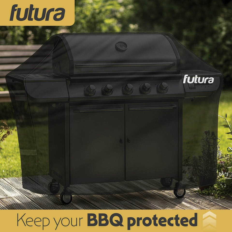 image 1 of Futura Premium Waterproof BBQ Cover 183x66x130cm Large Outdoor Barbecue Grills Cover 600D | Black | Black | Large - 183x66x130cm | 1