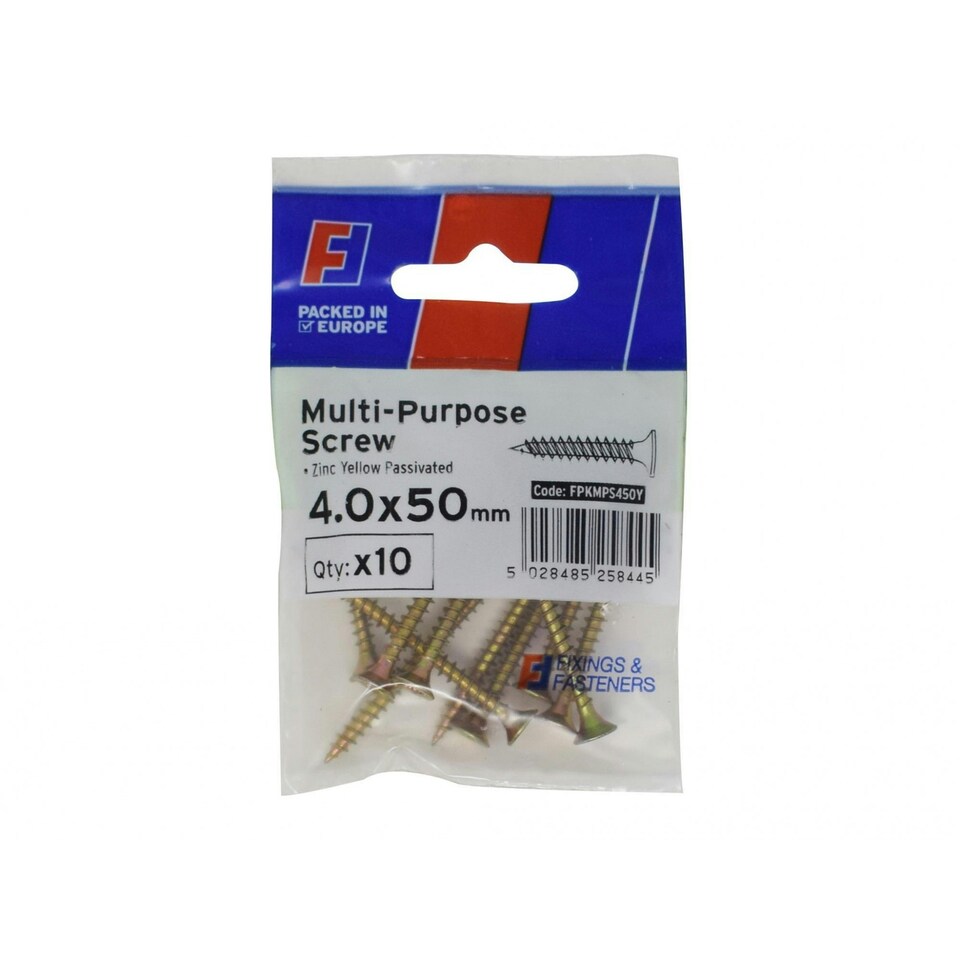 Forgefix Multi-purpose Screws, Pozi, Csk, Zyp, Forgepack - Multi Colour - 4.0 x 50mm ForgePack 10