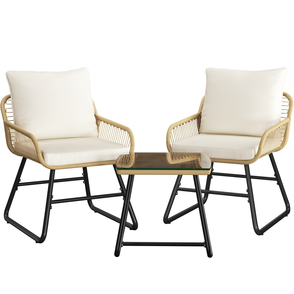 Yaheetech 3-Piece Patio Bistro Set-Tan&Cream | Multi | Tan/Cream
