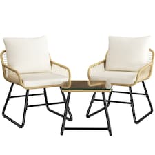 Yaheetech 3-Piece Patio Bistro Set-Tan&Cream | Multi | Tan/Cream