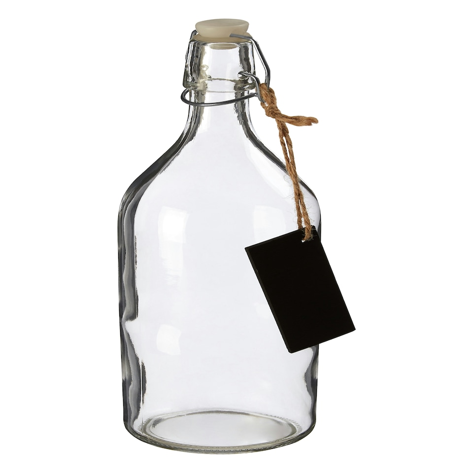 image 1 of Interiors by Premier Crystal Storage Bottle With Pine Wood Lid, Personalized Clear Glassware, Transparent Drinking Bottle