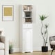 image 8 of HOMCOM Tall Bathroom Storage Cabinet with Arch Doors Adjustable Shelf White White